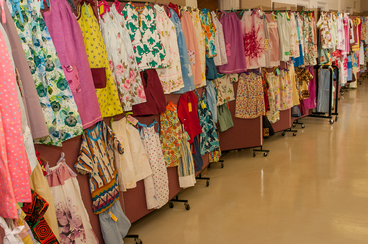 Dresses for children sewen by PVUC and community volunteers